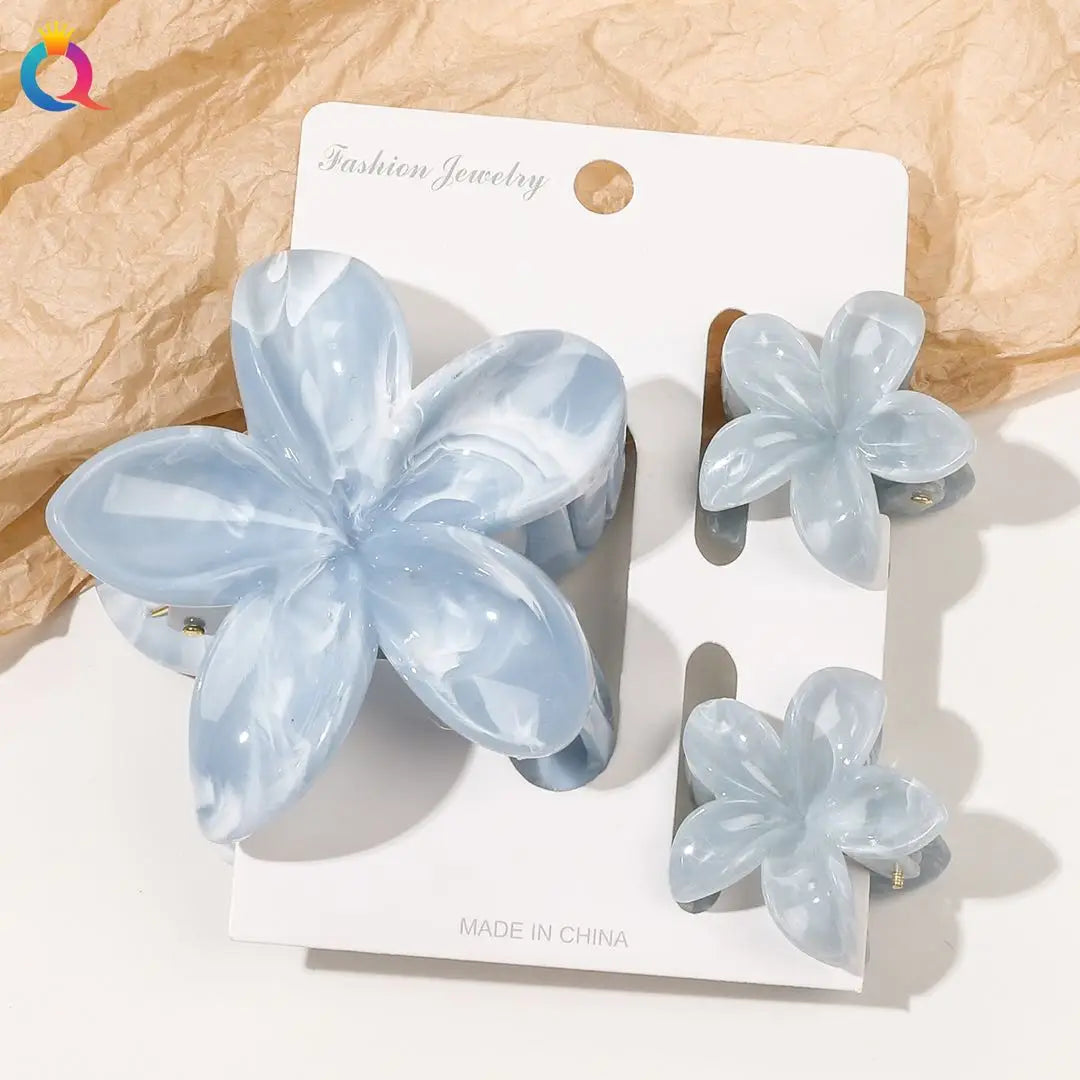 Hawaiianische Blumenkrallenklammern für Frauen, Blumen-Haarklammern mit Marmorader für dünnes Haar, süßer Strand-Haarschmuck