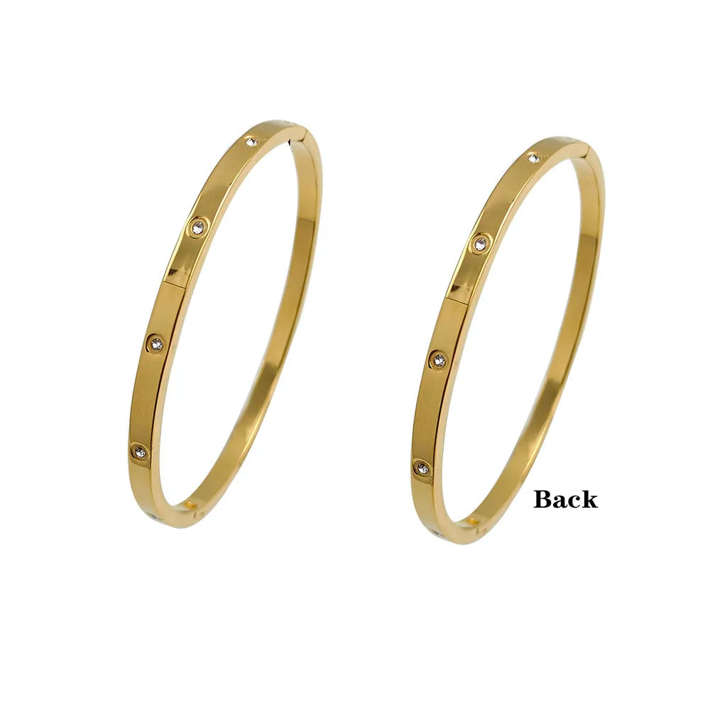 Exquisites Armband aus 18 Karat vergoldetem Edelstahl: glitzernde Dekoration, geeignet für formelle Hochzeiten, modischer Handgelenkschmuck