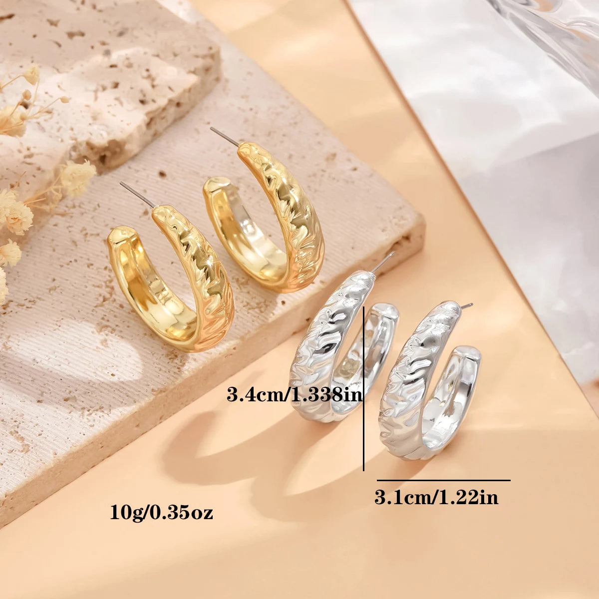 Natura Sabi Geometrische unregelmäßige metallische Farbohrringe für Frauen 2024, minimalistischer Stil, Persönlichkeitsohrringe, trendiger Schmuck, Geschenk