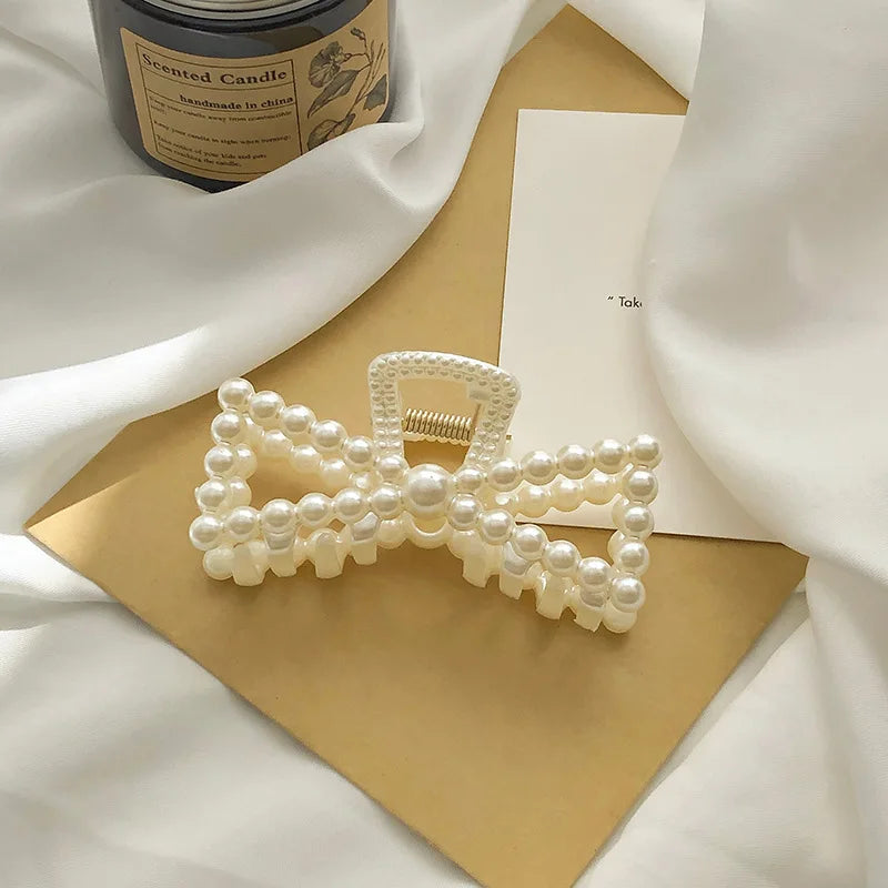 Koreanische Imitation Perle Haarnadeln Geometrische Haar Krallen Bad Große Fang Clip Shark Clip Zurück Kopf Haar Clip Frauen Haar Zubehör