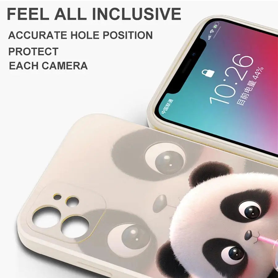 Süße Panda iPhone Hülle – Weiches Silikon Case – für iPhone 7–16 Pro / 14 Pro Max / 15 Plus / SE / XR / XS Max / 12 Mini