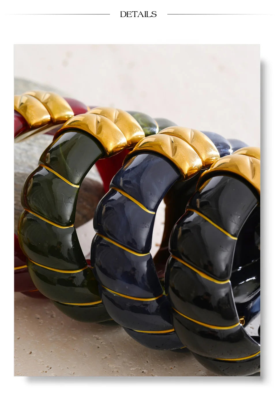 Yhpup Exklusives mehrfarbiges Acrylharz, breites Statement-Armband, Armreif, Edelstahl, Herbst-Winter-Pullover, Handgelenkschmuck