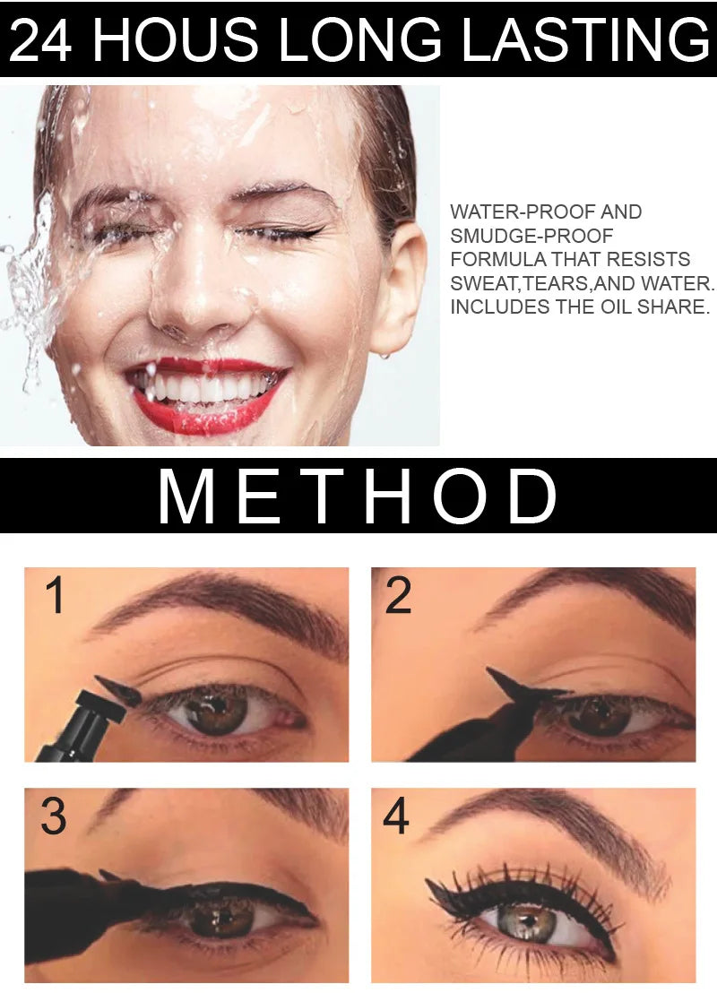 1 Stück schwarzer Flügel-Stempel, flüssiger Eyeliner, einfache Katzenaugen-Schablone, Make-up-Werkzeug, wischfest, Vamp-Flügel, langlebig, wasserdicht, schweißhemmend