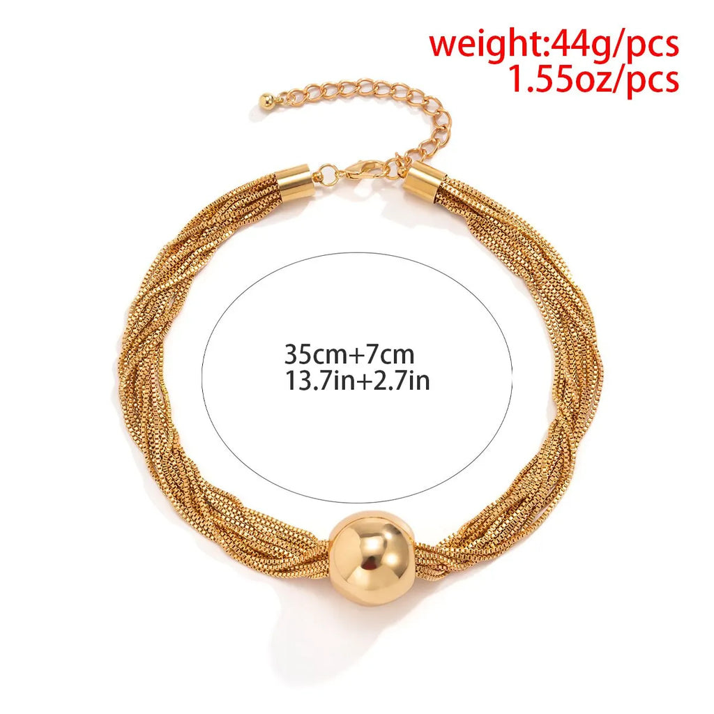 Übertriebene gedrehte klobige Kette Halskette für Frauen Punk Big Ball Anhänger Halsband Schlüsselbein Link Grunge Schmuck Steampunk Männer Neu