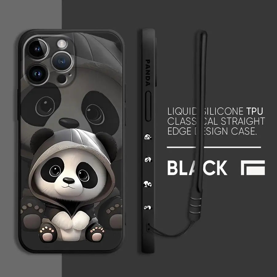 Süße Panda iPhone Hülle – Weiches Silikon Case – für iPhone 7–16 Pro / 14 Pro Max / 15 Plus / SE / XR / XS Max / 12 Mini