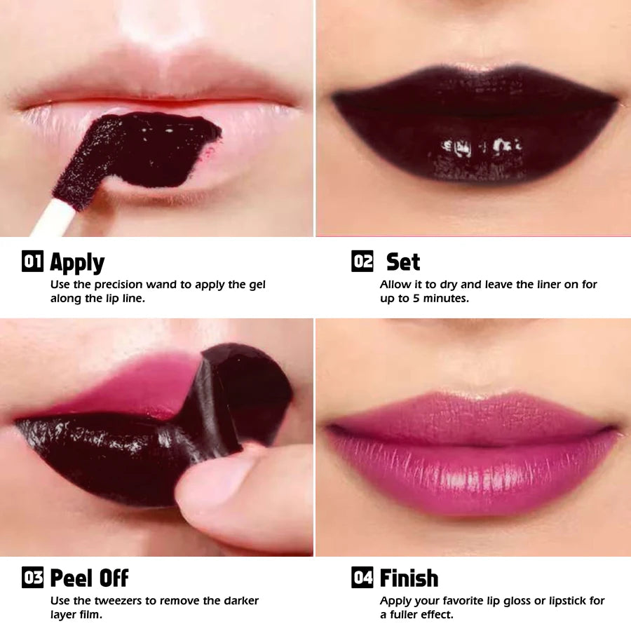 7 Farben Peel Off Lip Stain Reveal Langlebiger, wasserfester, rosafarbener Lippentönungs-Transferbeständiger Antihaft-Becher, natürlicher Make-up-Lipgloss