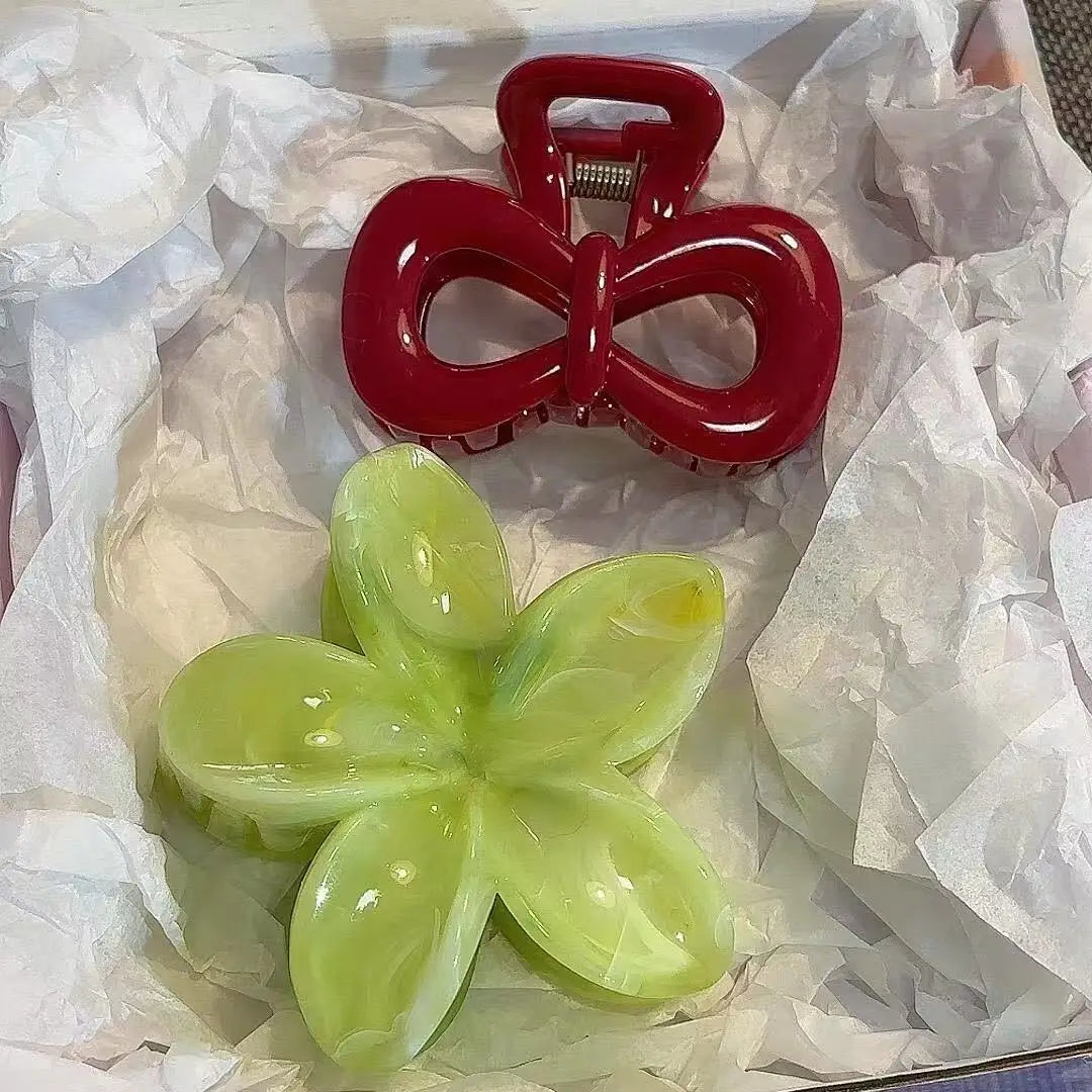 2-teiliges Vintage Haarclip-Set – Blau Polka Dots & Rote Schleife | Koreanische Haarspangen für Damen