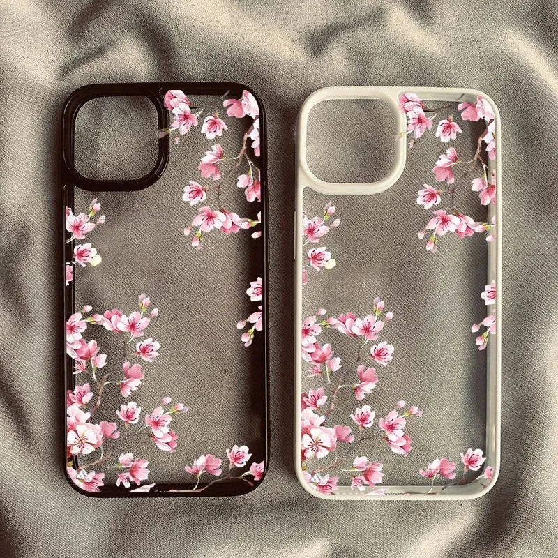 Rosa Magnolienblüten-Handyhülle für iPhone 17, 16, 15, 14, 11, 13, 12 Pro Max, 7 oder 8, SE, 17 Air Plum Blossom, stoßfeste, klare Hartschale