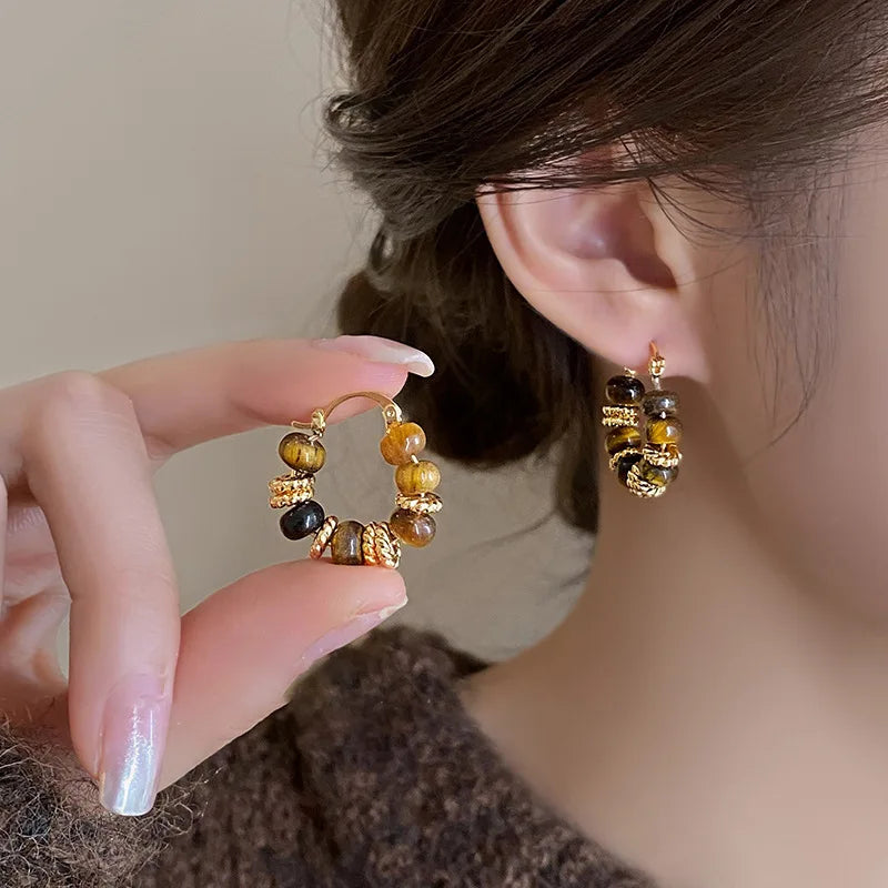 Vintage Tropft Öl U-förmigen Ohrring für Frauen Einfache Creolen Temperament Persönlichkeit Alle-passenden Schmuck Weibliche 2024