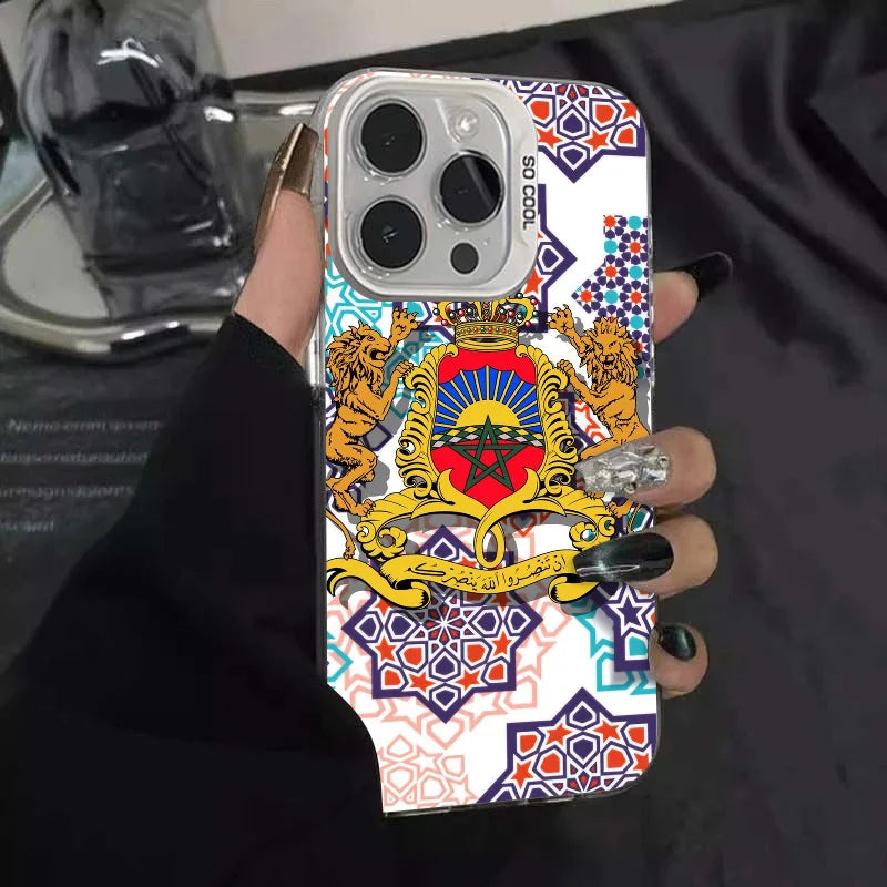 iPhone Hülle „Königreich Marokko“ – Silbernes Design, Stoßfest & Elegant