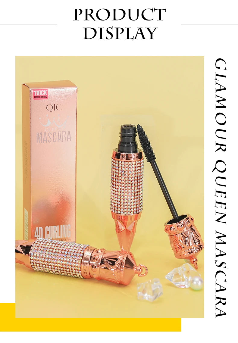 Mascara wasserdicht wisch fest längliche Wimpern Make-up-Tool, natürliche dicke Locken, Strass dekorative Schale