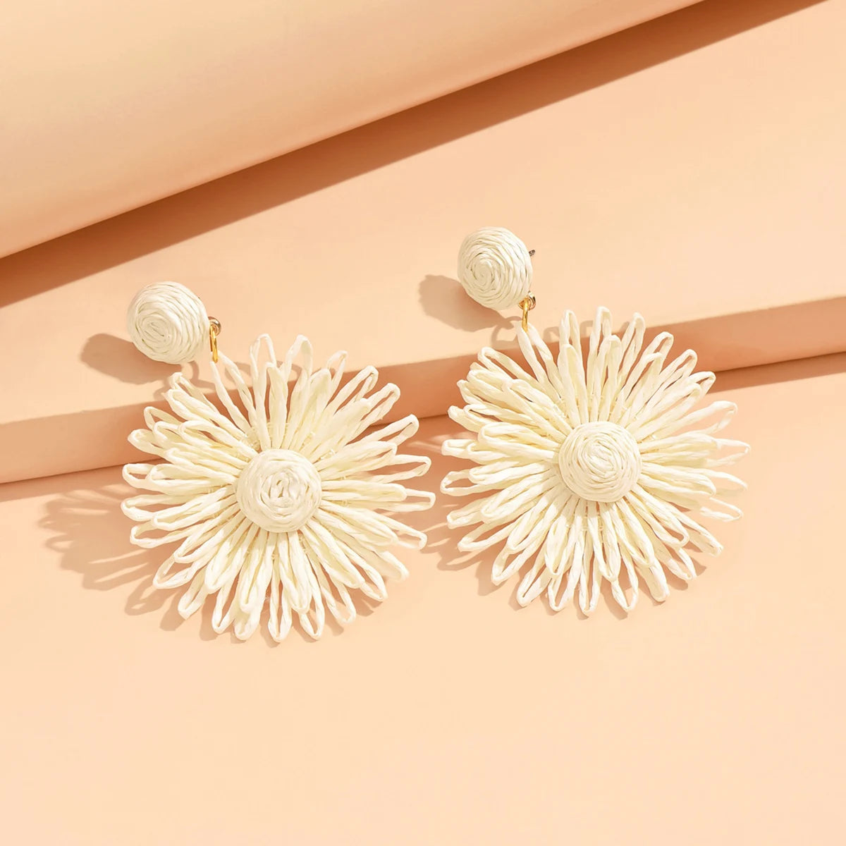 Bunte Sonnenblumen-Ohrringe für Frauen und Mädchen, handgefertigt, böhmische Rattan-Strickohrringe, Sommer-Party-Schmuck, Geschenke