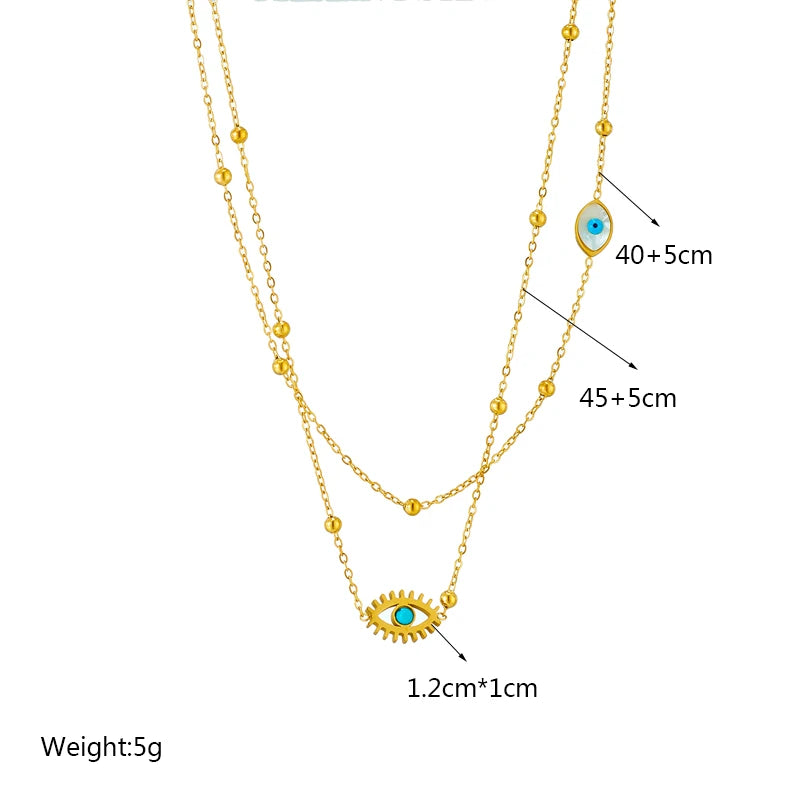 DIEYURO 316L Edelstahl Multilayer 2in1 Auge Anhänger Halskette Für Frauen Neue Mädchen Schlüsselbein Ketten Schmuck Geburtstag Geschenke