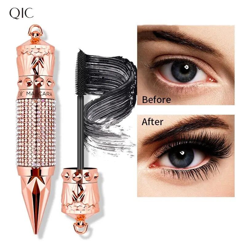 Mascara wasserdicht wisch fest längliche Wimpern Make-up-Tool, natürliche dicke Locken, Strass dekorative Schale