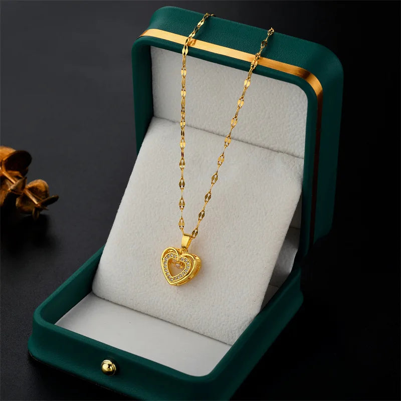 Nette Schlagen Herz Kristall Anhänger Halskette Für Frauen Koreanische Mode Edelstahl Schlüsselbein Kette Weibliche Sexy Hochzeit Schmuck