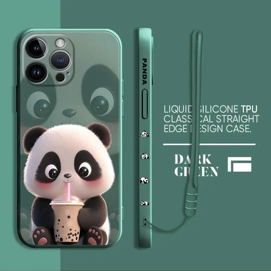 Süße Panda iPhone Hülle – Weiches Silikon Case – für iPhone 7–16 Pro / 14 Pro Max / 15 Plus / SE / XR / XS Max / 12 Mini
