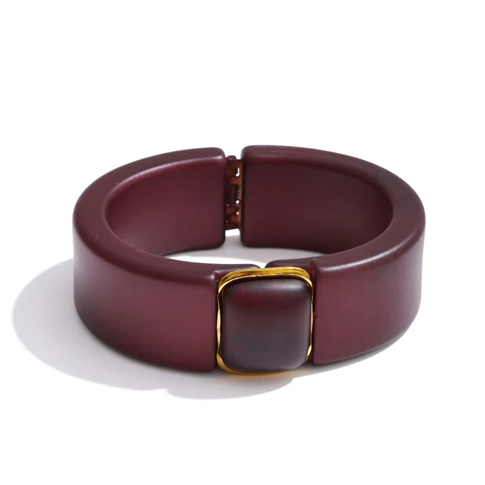 Yhpup 66 mm grün rosa braun lila Acryl dicker Armband Armreif für Frauen Edelstahl eingetroffen 2025, Handgelenkschmuck Geschenk