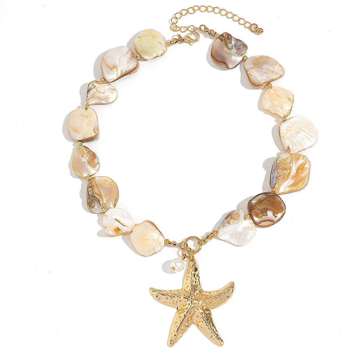 KunJoe Strand Große Goldfarbe Seestern Anhänger Halskette für Frauen Vintage Kurze Halsband Halskette Kragen Kette Schmuck am Hals