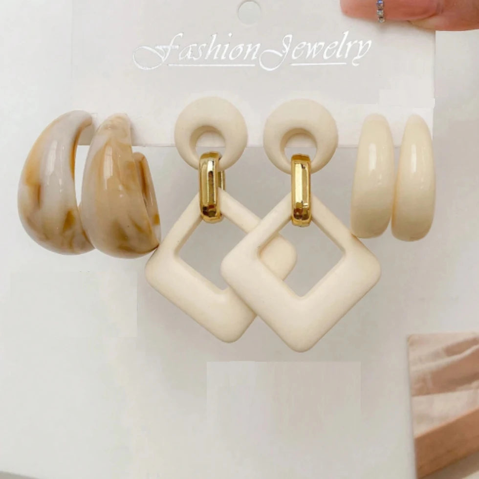 3 Paar klassische Retro-Stil, modische Persönlichkeit, Mismatch-Anhänger-Ohrringe, vielseitige Accessoires, Hochzeits-Party-Schmuck