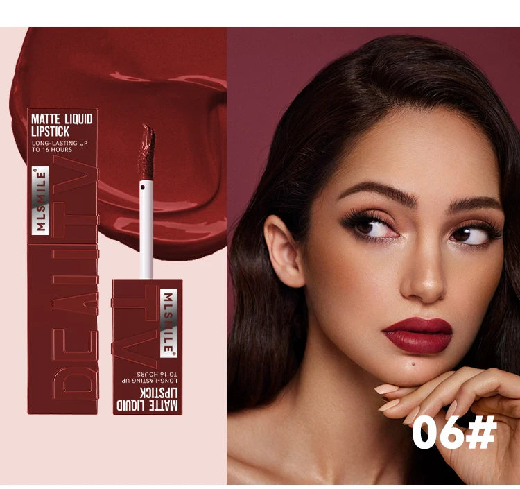 Matte Flüssig-Lippenstift 6 Farben – Langanhaltend, Wasserdicht, Sexy Nude/Rosa/Rot