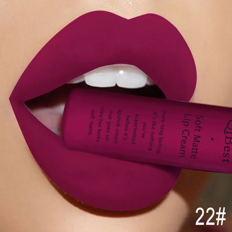 QIBEST Sexy Samt Matte Lip Gloss Flüssigen Lippenstift Lipgloss Schönheit Rot Nude Wasserdicht Langlebig Lip Stain Make-Up Für Frauen