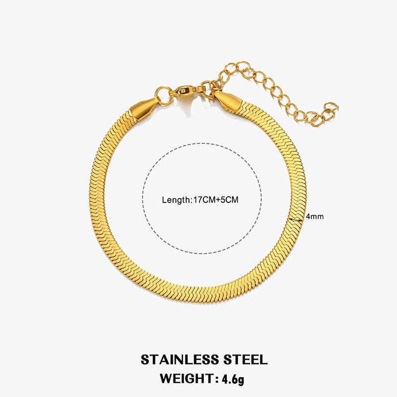 Heiße klassische Unisex flache Schlangenkette Halsband Halskette für Frauen Edelstahl Fischgrätenmuster Gold Silber Farbe Modeschmuck Geschenk