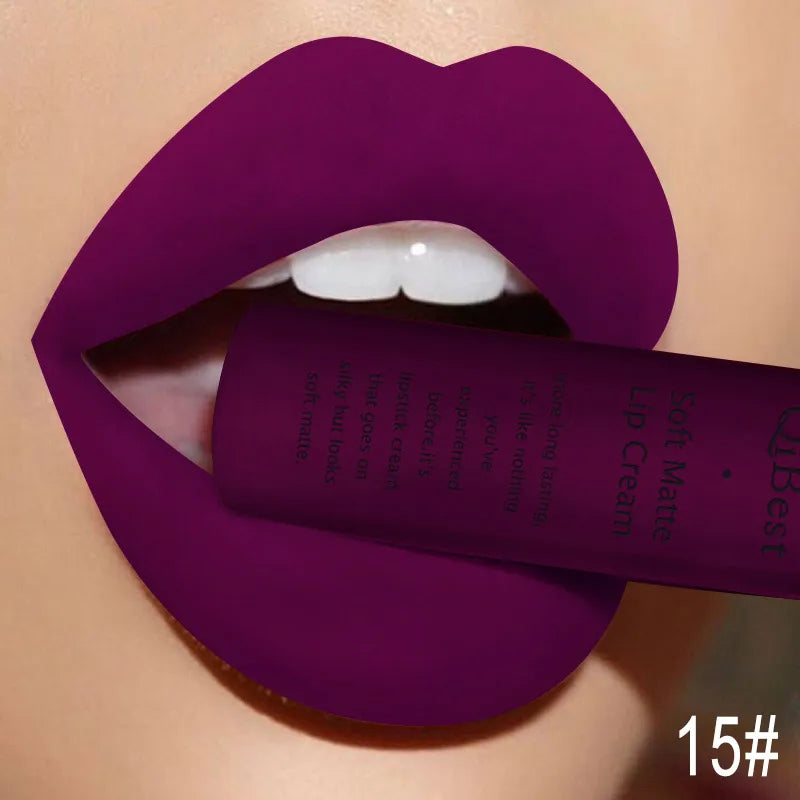 QIBEST Sexy Samt Matte Lip Gloss Flüssigen Lippenstift Lipgloss Schönheit Rot Nude Wasserdicht Langlebig Lip Stain Make-Up Für Frauen