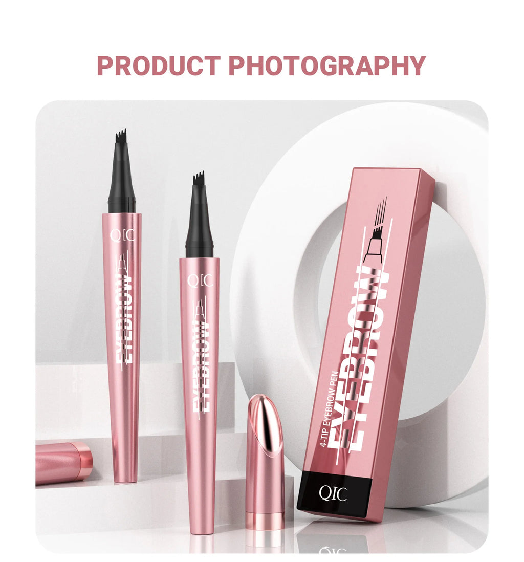 Augenbrauenstift mit 4 Gabelspitzen, 3D-Microblading, wasserfest, dunkelbraun, natürliche Farbe, feiner Strich, magischer Augenbrauenstift, 2024, neue Damen