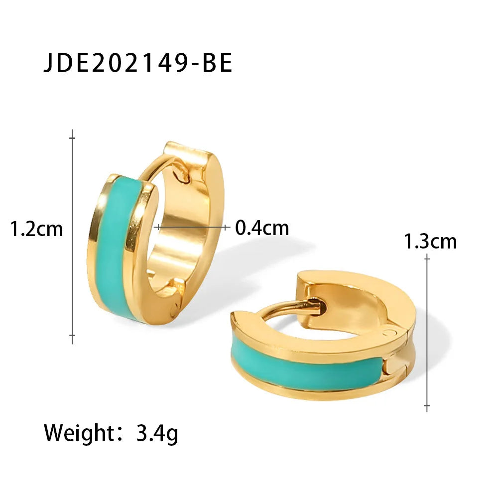 Glamour Jewelry Edelstahl tropfendes Öl schwarz weiß bunte Emaille-Creolen geometrische Emaille-Ohrstecker für Frauen