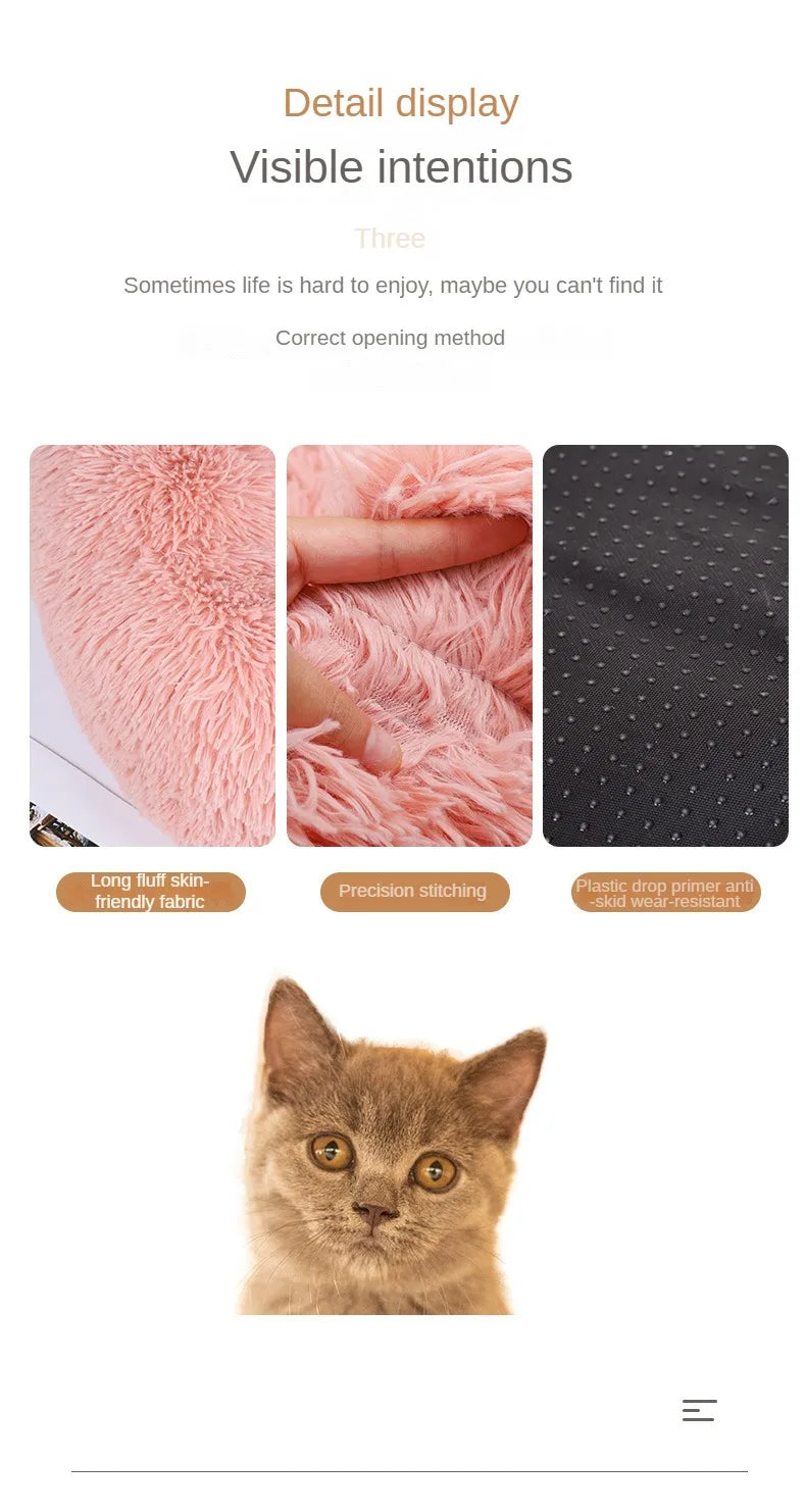 Plüsch-Haustiernest rund | Warmes Katzen- & Hundenes