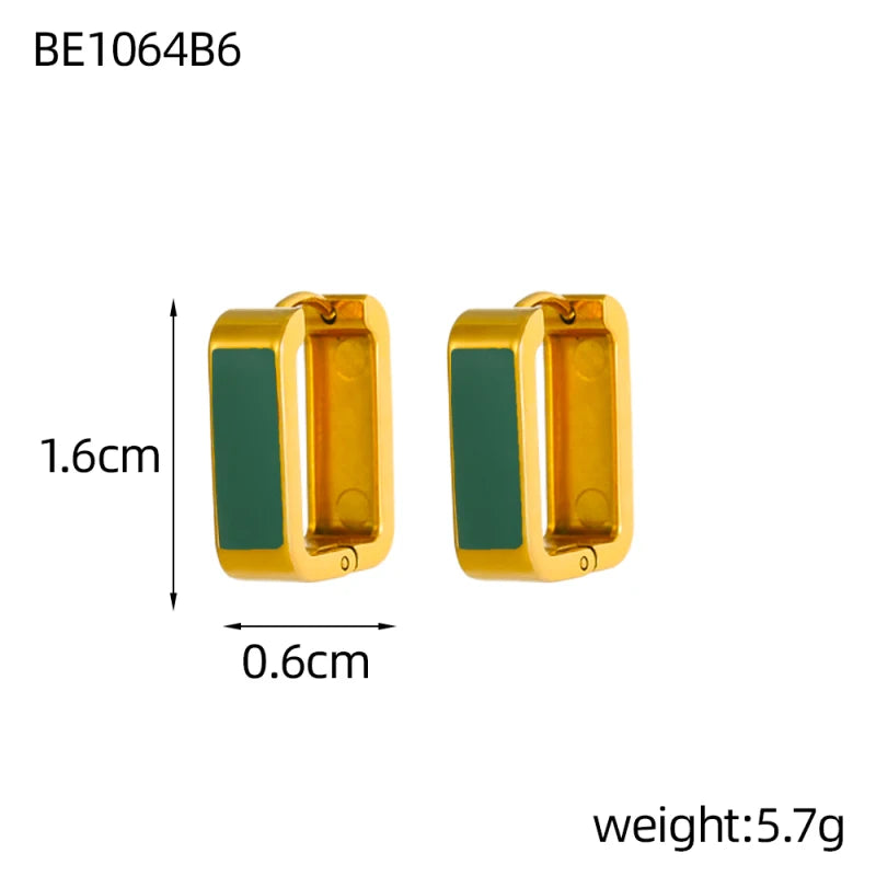 Glamour Jewelry Edelstahl tropfendes Öl schwarz weiß bunte Emaille-Creolen geometrische Emaille-Ohrstecker für Frauen
