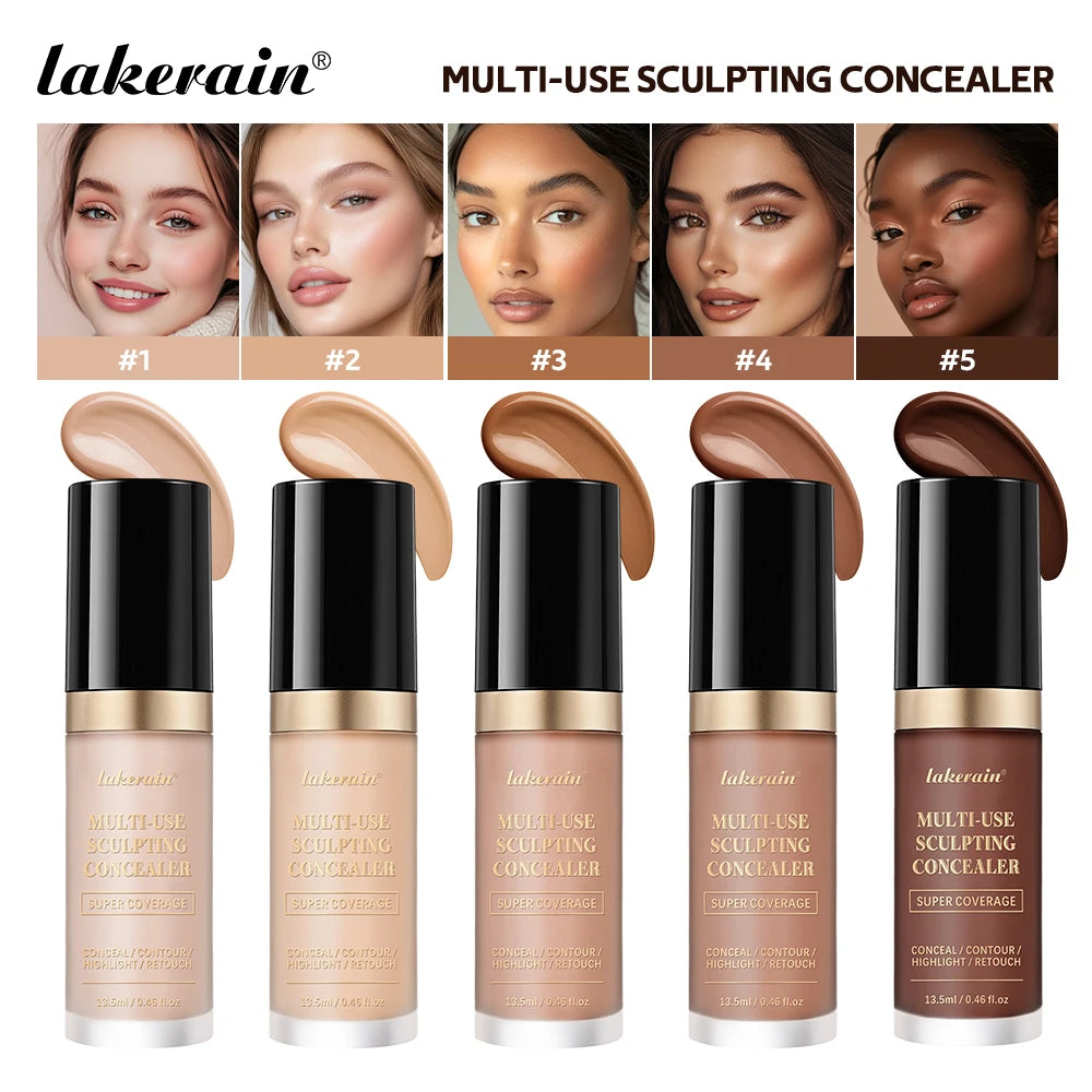 Lakerain 5-Farben-wasserfester Concealer, matt, hohe Deckkraft, ölkontrollierende Grundierung für Aknenarben und Augenringe, Kosmetika