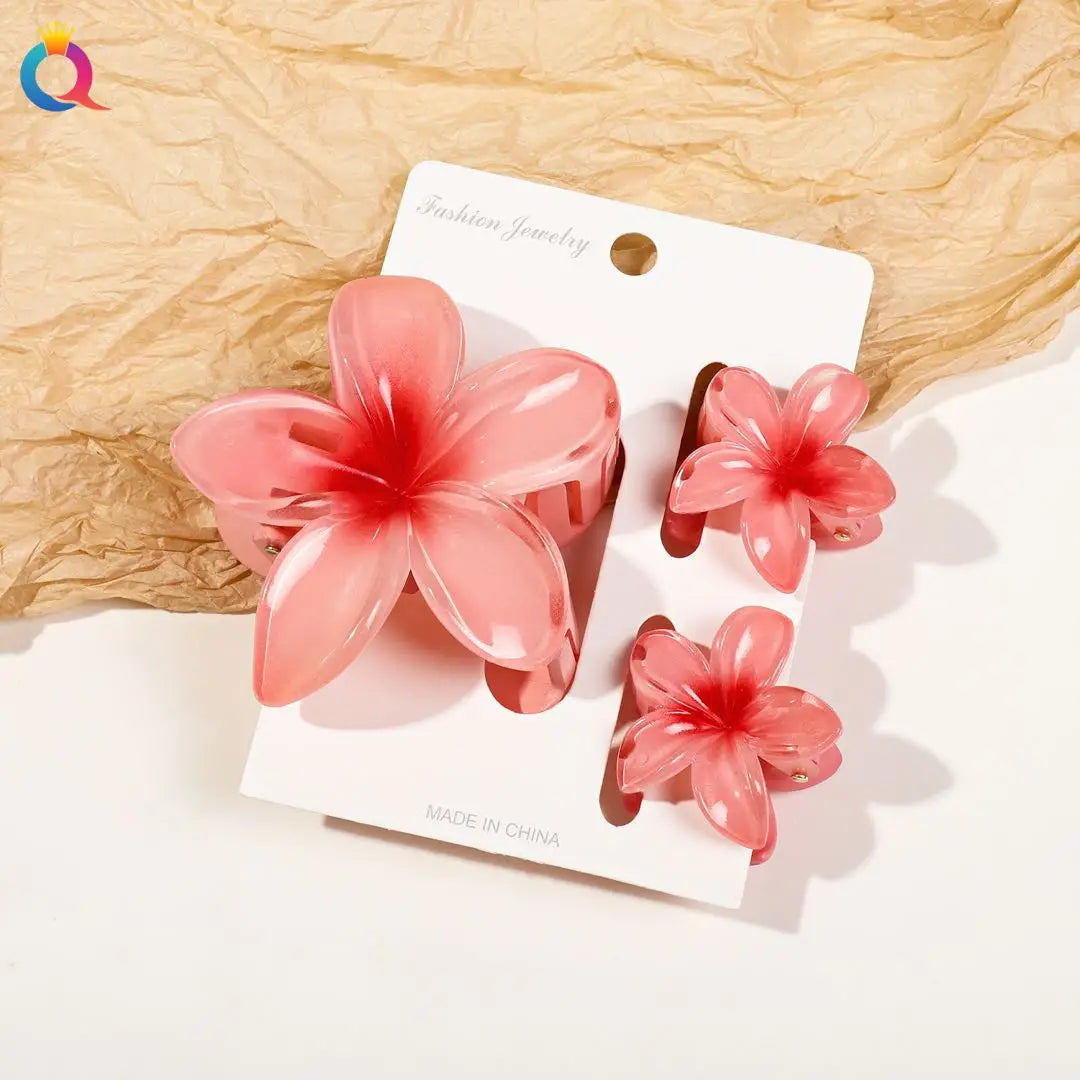 Hawaiianische Blumenkrallenklammern für Frauen, Blumen-Haarklammern mit Marmorader für dünnes Haar, süßer Strand-Haarschmuck