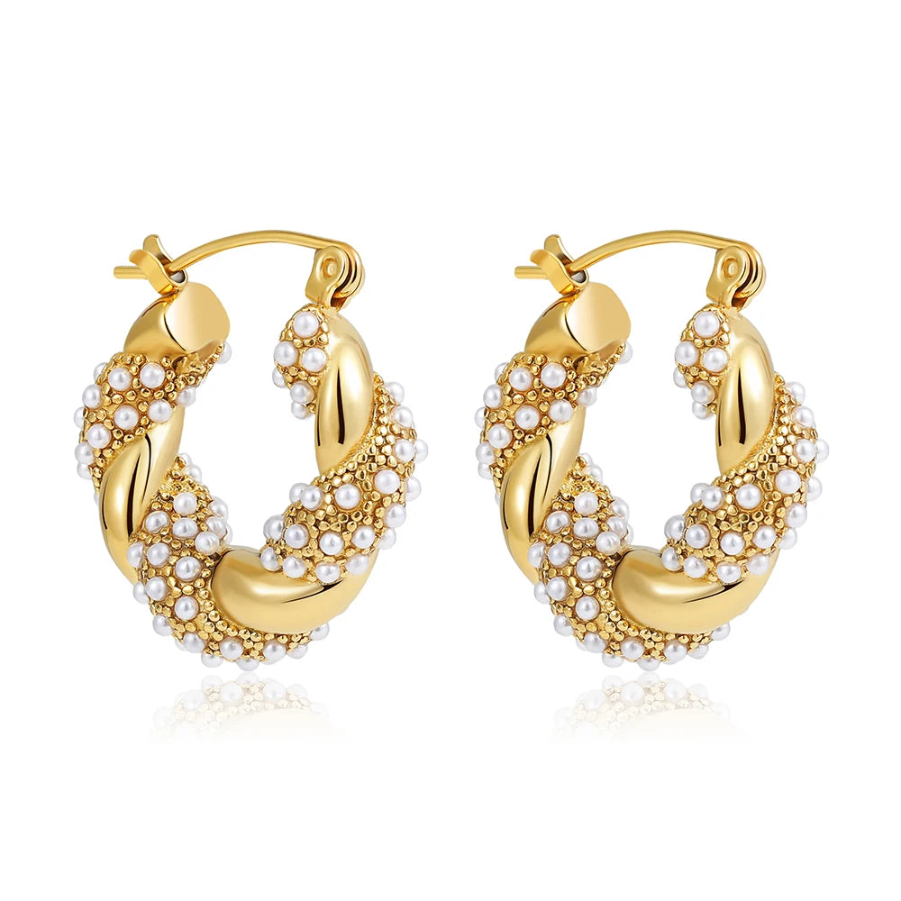 Mode CZ Zirkon Runde Huggie Creolen für Frauen Geometrische U Form Ohr Schnalle Hoops Vergoldet Edelstahl Schmuck