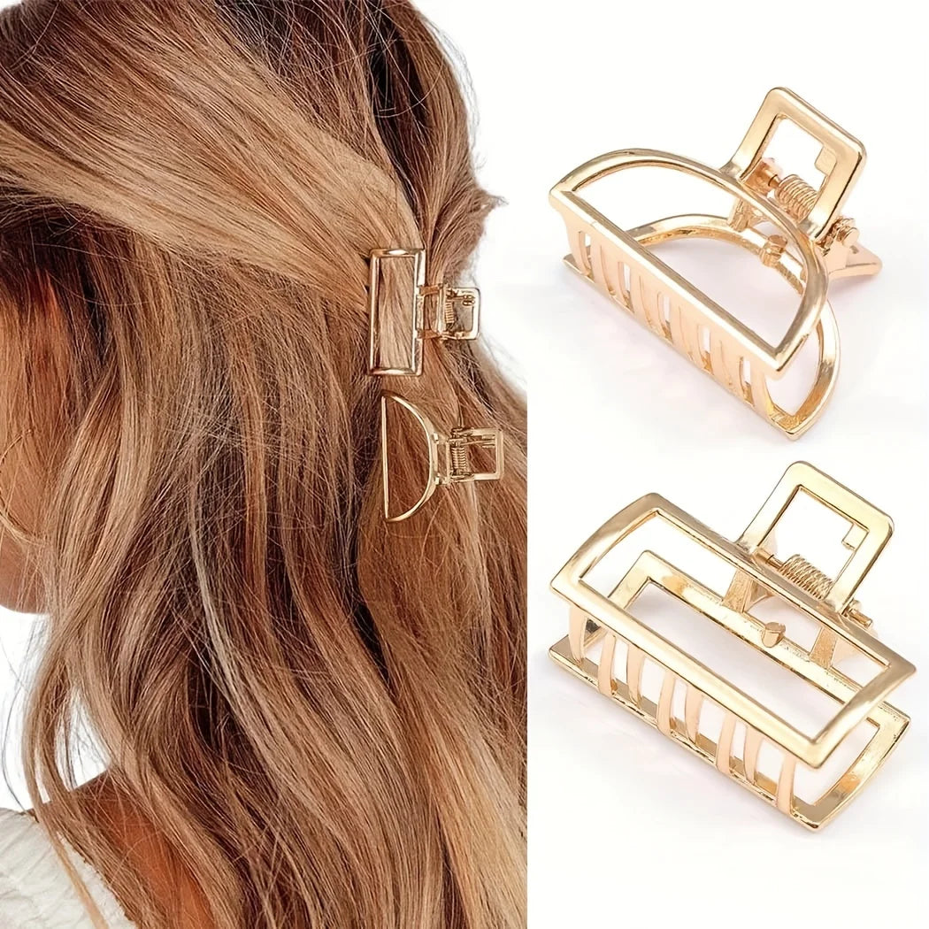 Mode Einfache Non Slip Mini Hohl Herz Metall Haar Klaue Clips Gold Geometrische Pony Barrettes Haar Kiefer Für Frauen Mädchen Täglich