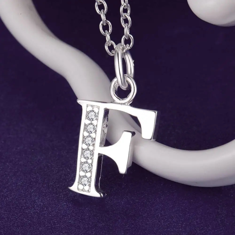 26 Buchstaben 925 Sterling Silber Halskette Anhänger Zirkon für Frauen exquisite Student Freundin Schmuck Zubehör Hochzeitsgeschenk