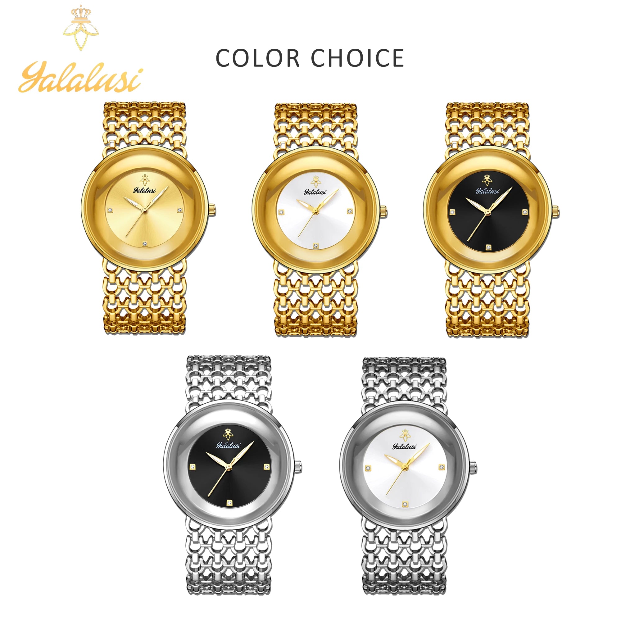 YaLaLuSi Damen-Quarzuhr Gold Luxus-Aktion Skelett-Armband-Design Box-Uhr Vergoldet