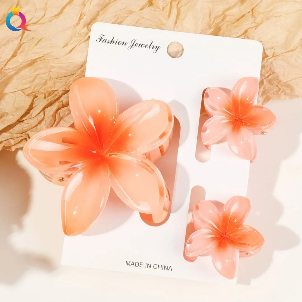 Hawaiianische Blumenkrallenklammern für Frauen, Blumen-Haarklammern mit Marmorader für dünnes Haar, süßer Strand-Haarschmuck