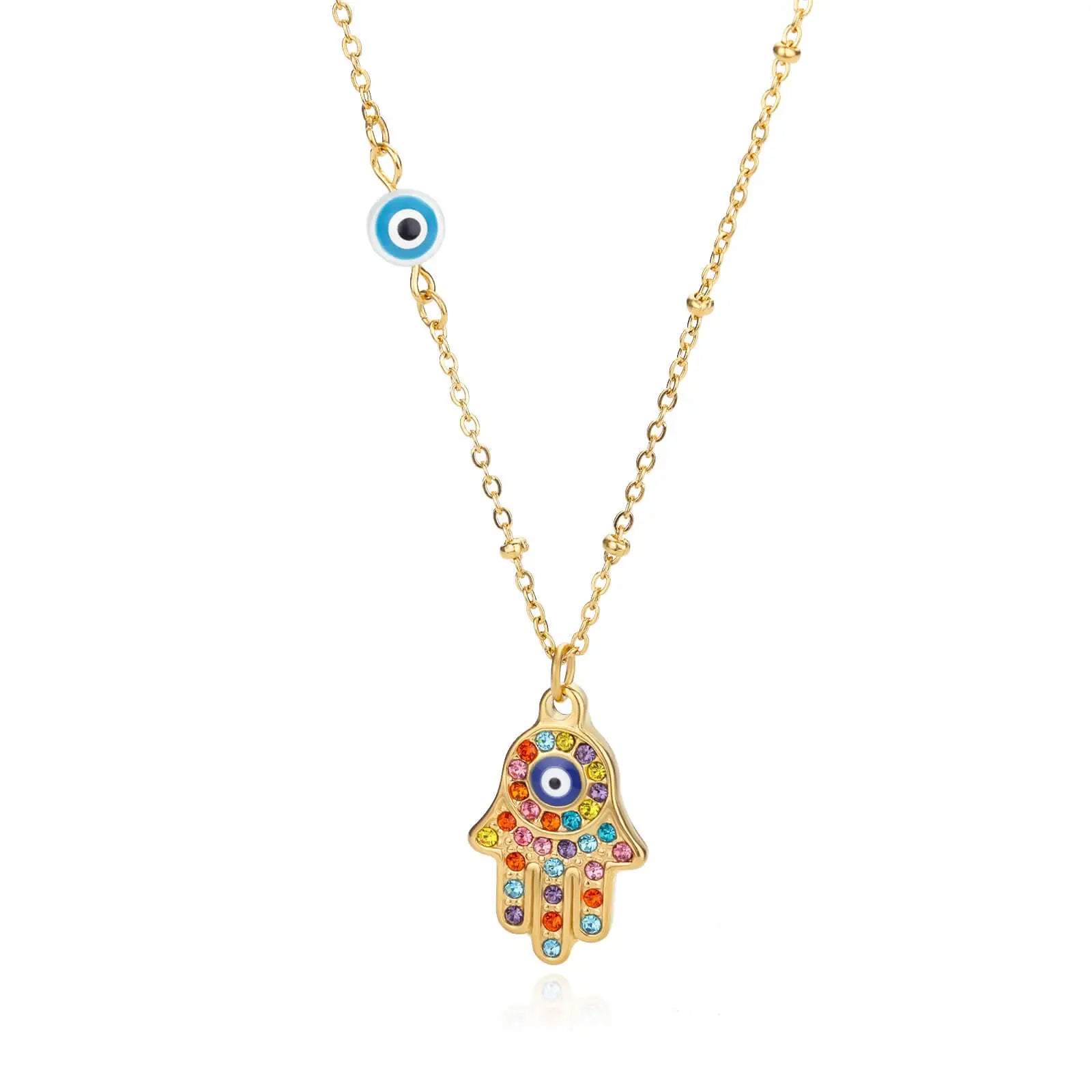 Türkische Hamsa Evil Eye Halsketten für Frauen Edelstahl Gold Farbe Charme Halsband Halskette Weihnachten Schmuck Zubehör Geschenk