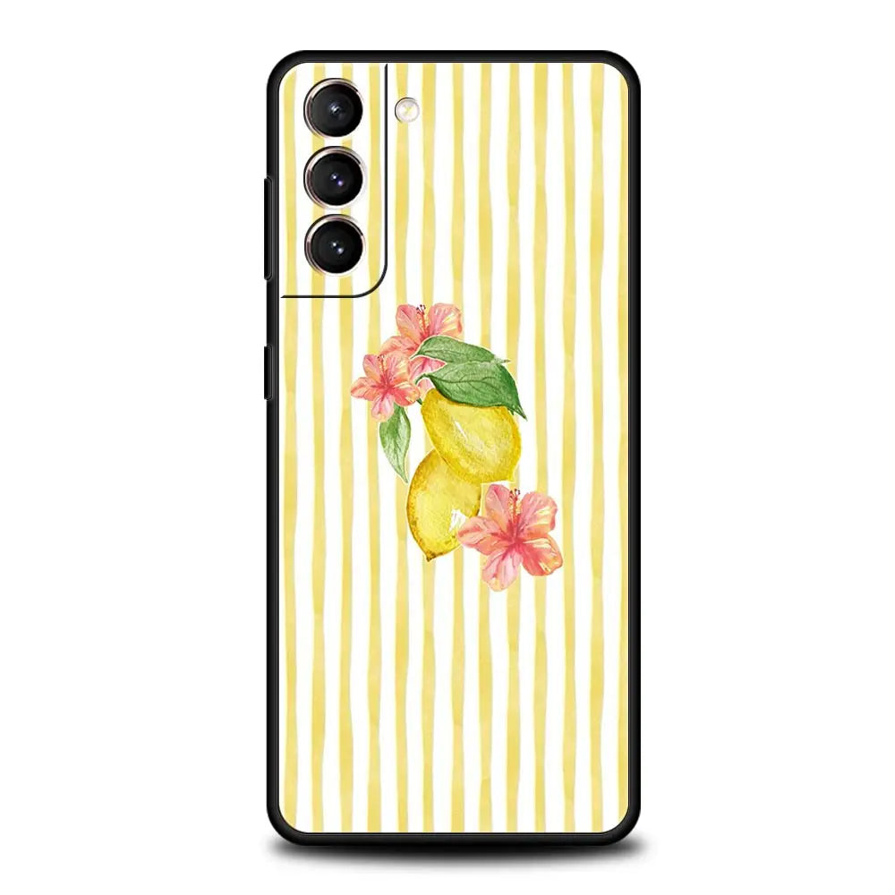 Handyhülle für Samsung Galaxy – Weiche TPU-Hülle mit Baum-, Enten-, Zitronen- & Blumenmuster