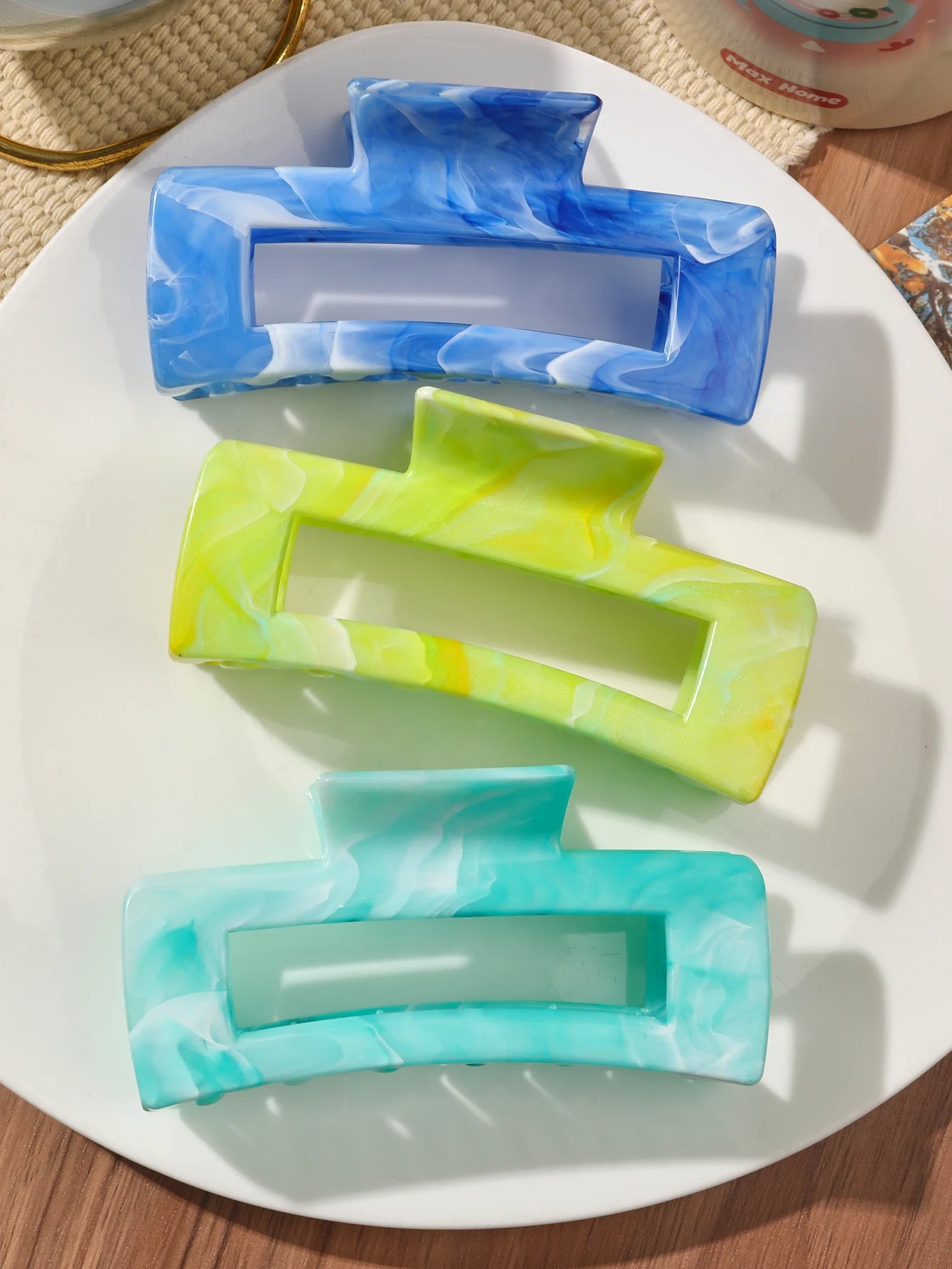 Große Marmor-Haarklammern 2er-Set – Starker Halt für dickes Haar