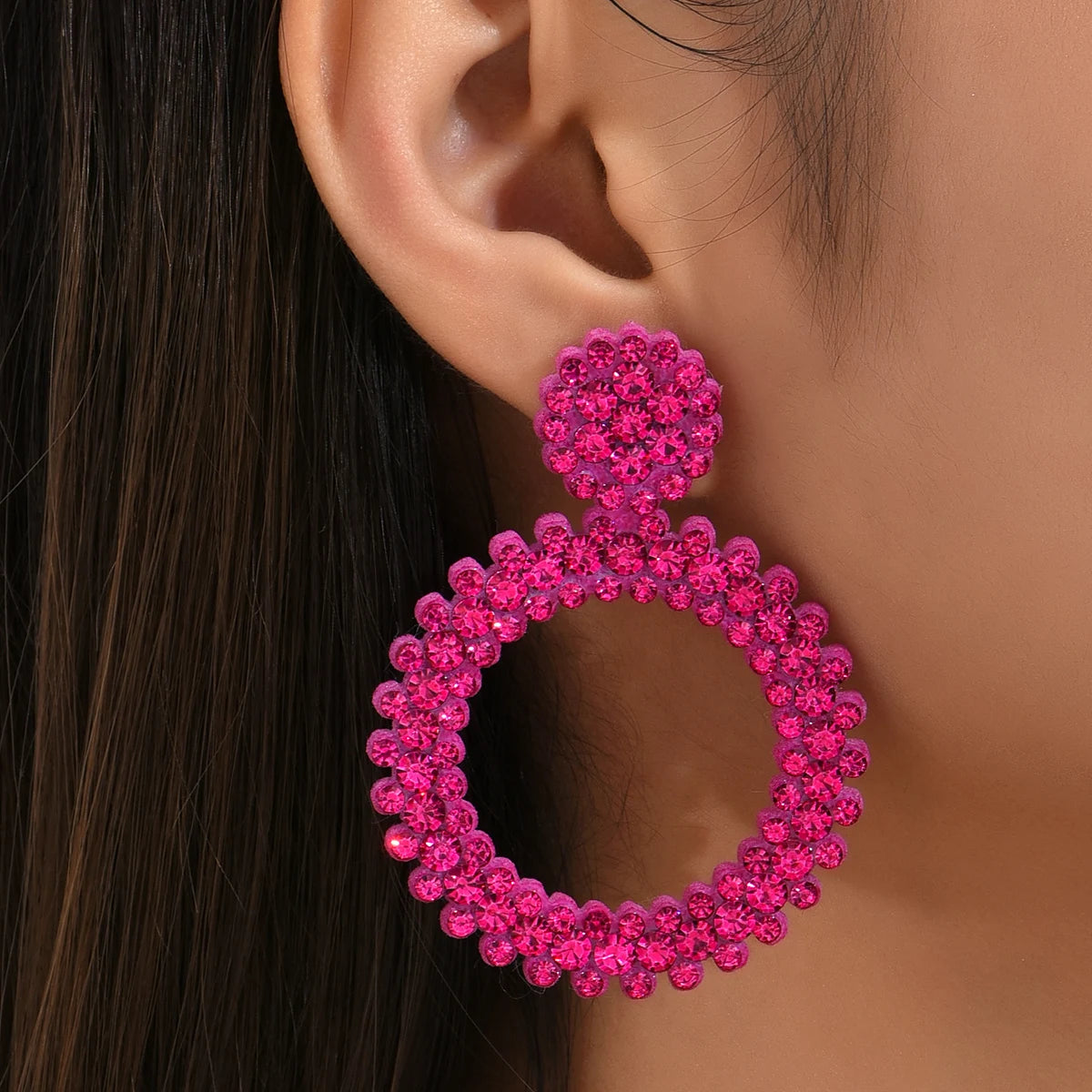 Handgemachte Punkt Diamant Tropfen Ohrringe für Frauen neue runde Mode schillernden Party Schmuck Geschenk