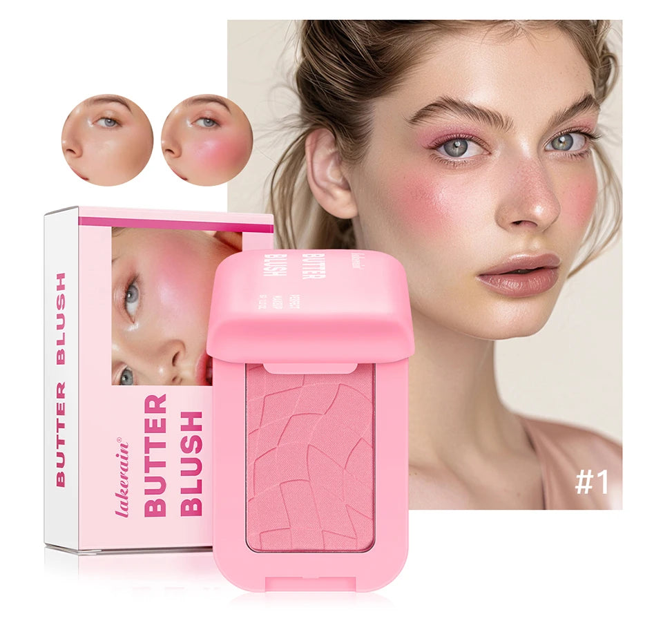 Professionelles Puder-Rouge – 12 Stunden Halt, Vegane Formel, Rosa & Creme