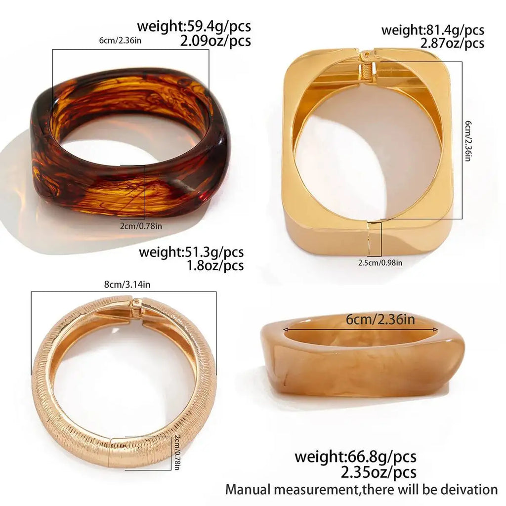 IngeSight.Z Vintage Unregelmäßige Geometrische Harz Breite Armreifen Armband für Frauen Hip Hop Punk Chunky Metall Armreifen Trendy Schmuck