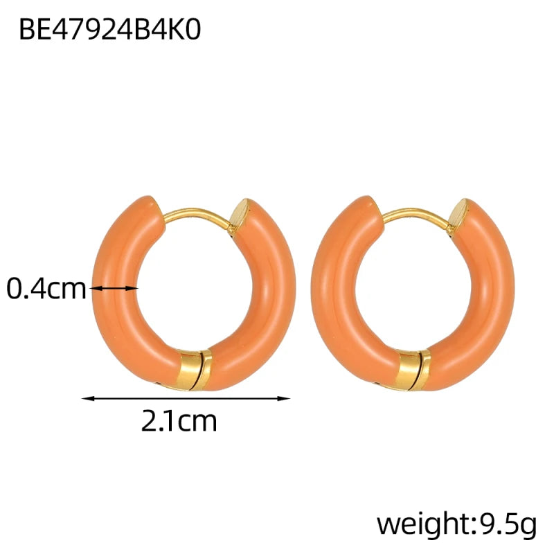 Glamour Jewelry Edelstahl tropfendes Öl schwarz weiß bunte Emaille-Creolen geometrische Emaille-Ohrstecker für Frauen