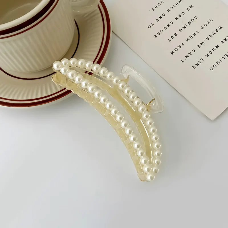 Koreanische Imitation Perle Haarnadeln Geometrische Haar Krallen Bad Große Fang Clip Shark Clip Zurück Kopf Haar Clip Frauen Haar Zubehör