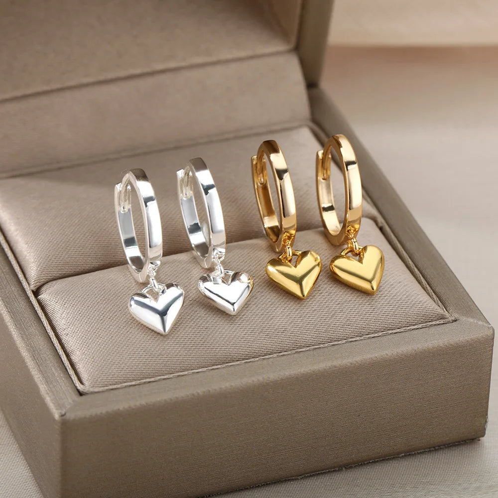 Edelstahl Herz Ohrringe Für Frauen Vintage Gold Farbe Herz Tropfen Ohrring Hochzeit Valentinstag Schmuck Geschenk Kostenloser Versand