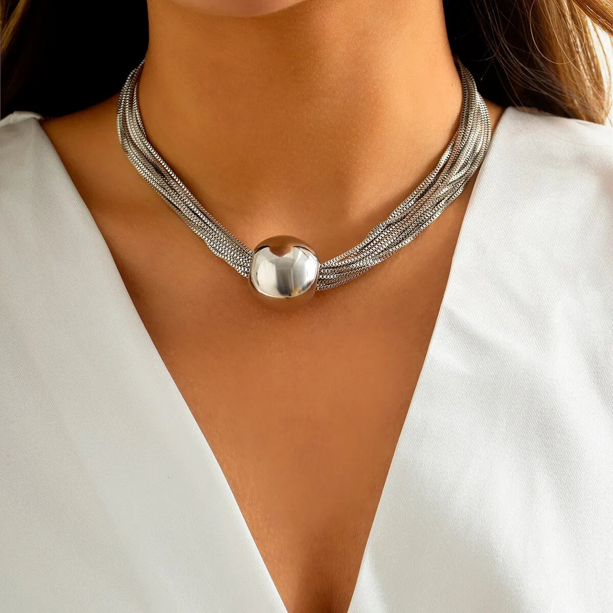 Übertriebene gedrehte klobige Kette Halskette für Frauen Punk Big Ball Anhänger Halsband Schlüsselbein Link Grunge Schmuck Steampunk Männer Neu