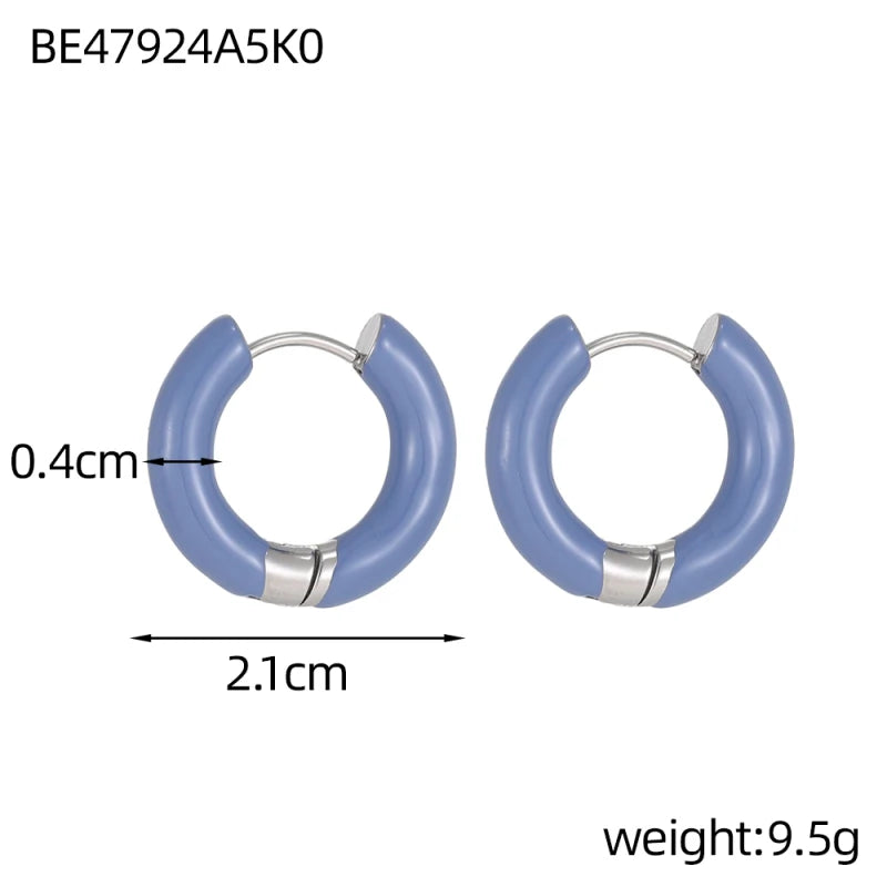 Glamour Jewelry Edelstahl tropfendes Öl schwarz weiß bunte Emaille-Creolen geometrische Emaille-Ohrstecker für Frauen