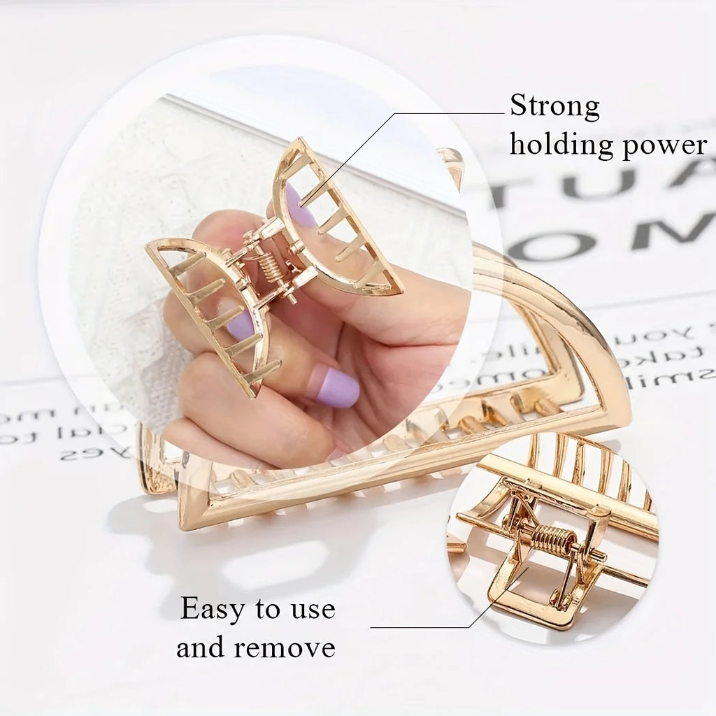 Mode Einfache Non Slip Mini Hohl Herz Metall Haar Klaue Clips Gold Geometrische Pony Barrettes Haar Kiefer Für Frauen Mädchen Täglich